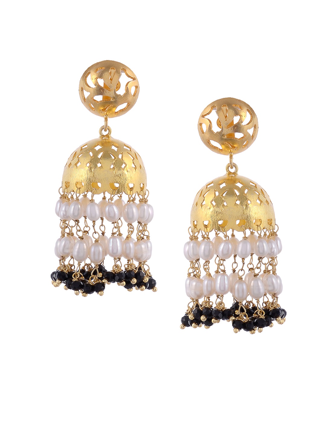 

Silvermerc Designs Gold-Plated White Handcrafted Dome Shaped Jhumkas
