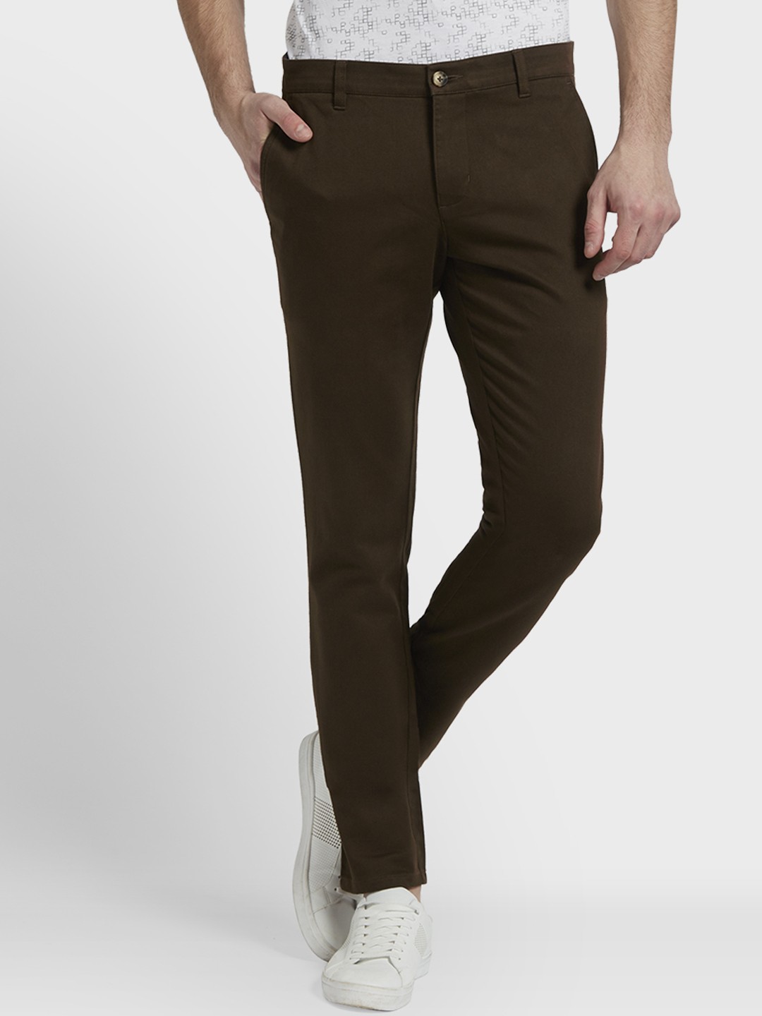 

Parx Men Brown Slim Fit Self Design Chinos