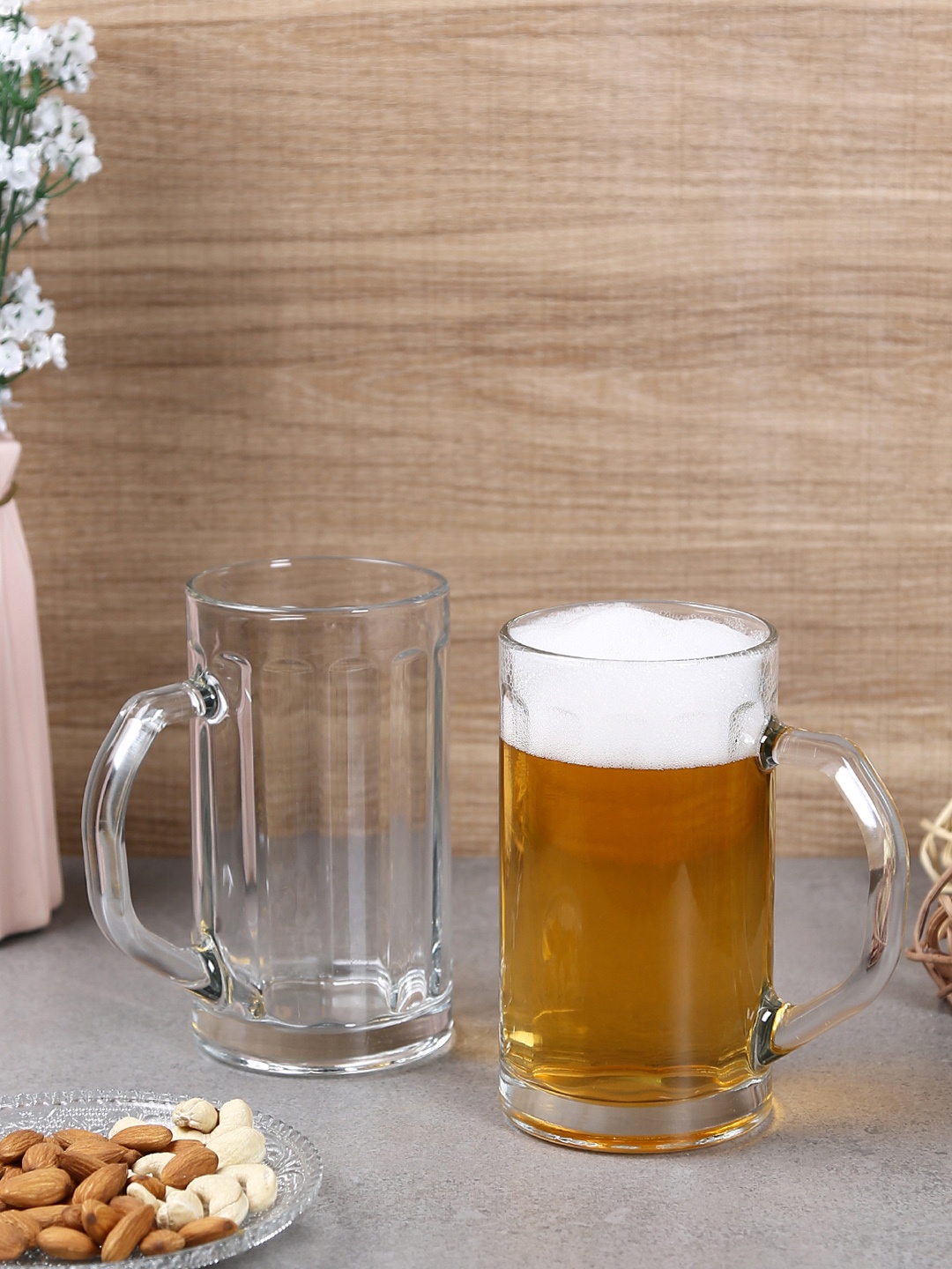 

Uniglass Nicol Beer Mug Lead Free 500ml Set of 2, Transparent