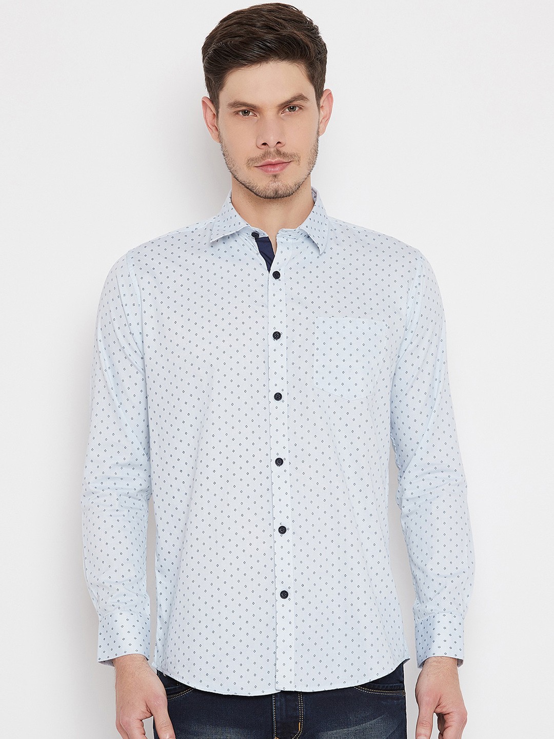 

Duke Men Blue Regular Fit Printed Casual Shirt