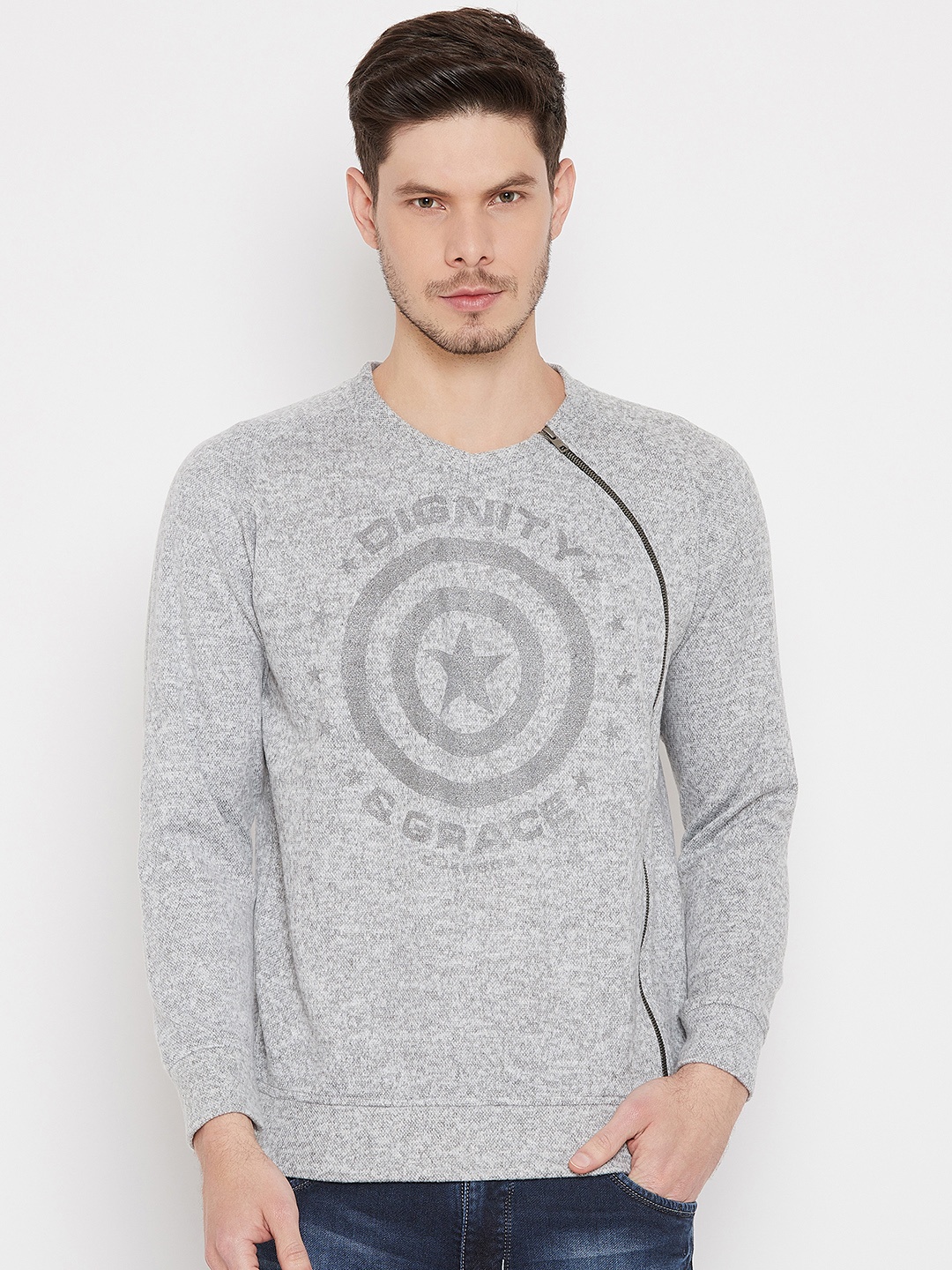 

Duke Men Grey Printed Sweatshirt