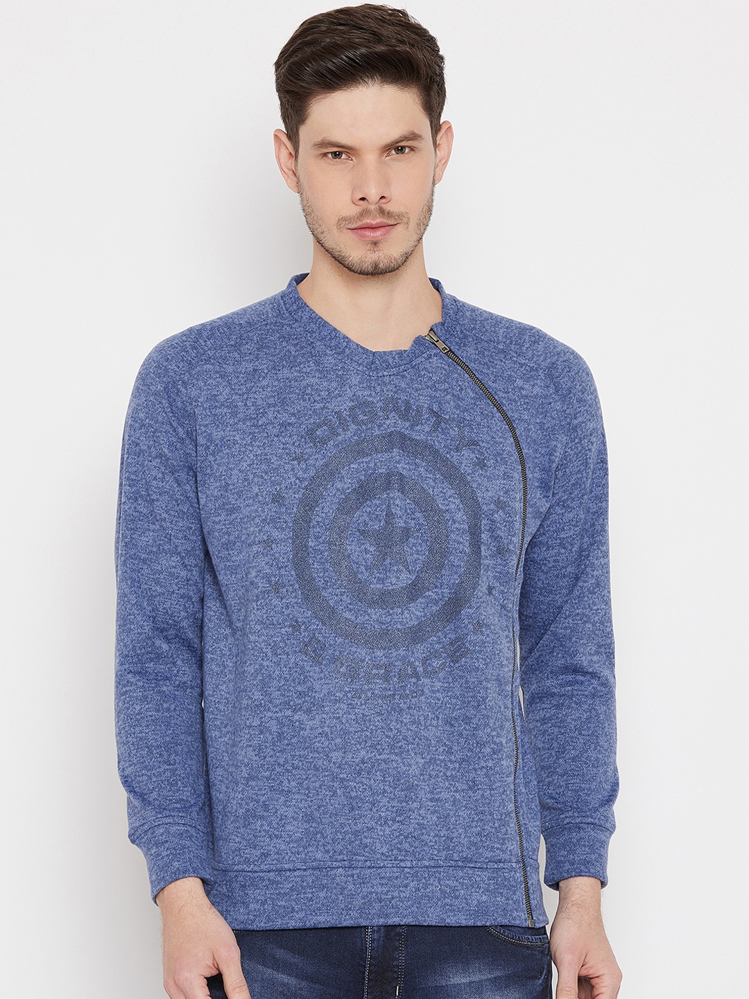 

Duke Men Blue Printed Sweatshirt