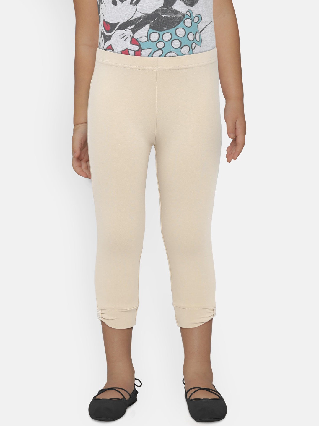 

Peppermint Girls Beige Ankle-Length Leggings