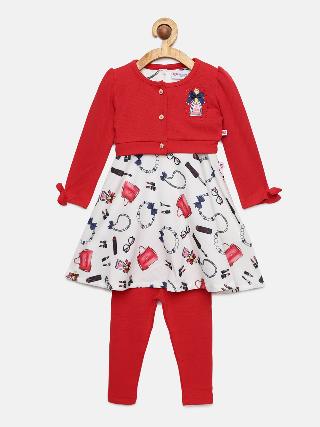 

Peppermint Girls Clothing Set, White