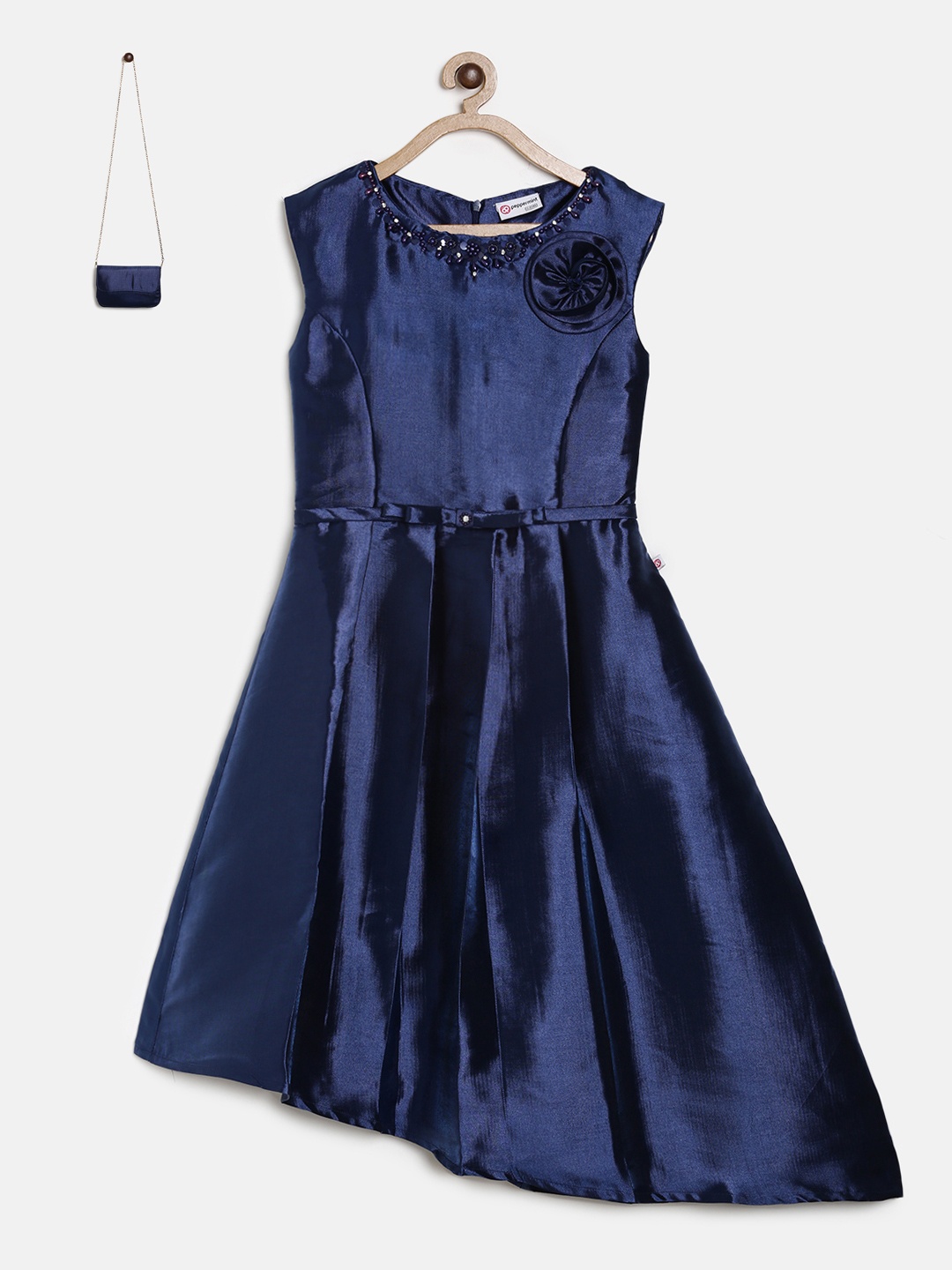 

Peppermint Girls Navy Blue Solid A-Line Dress
