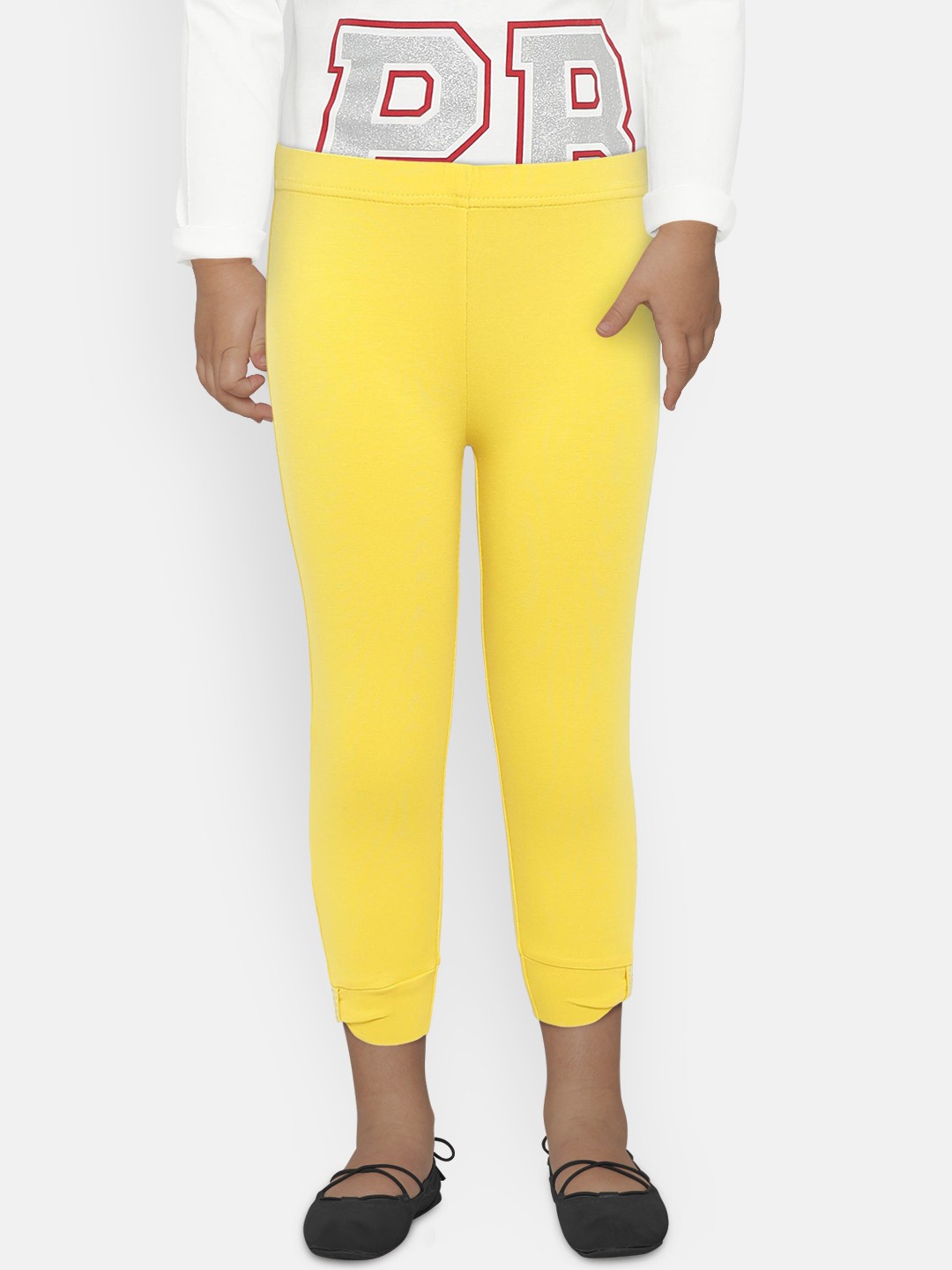 

Peppermint Girls Yellow Solid Leggings