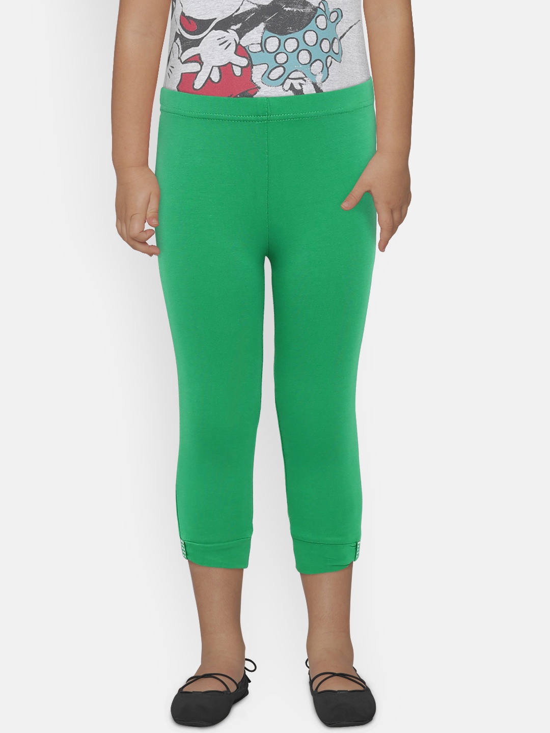 

Peppermint Girls Green Solid Leggings