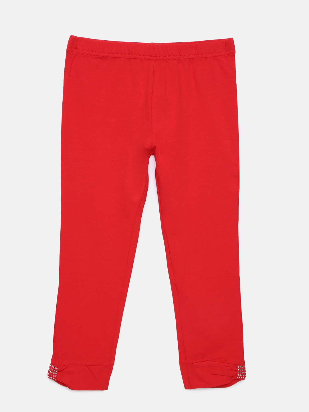 

Peppermint Girls Red Solid 3/4th Length Leggings
