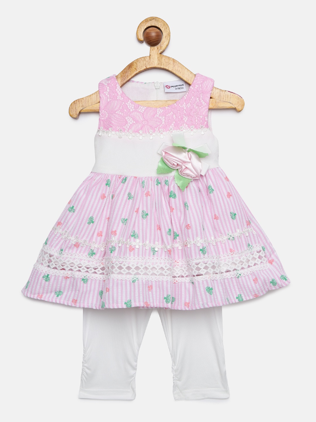 

Peppermint Girls Pink Printed Fit and Flare Dress