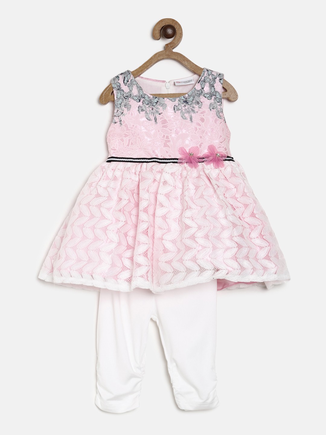 

Peppermint Girls Pink Printed Fit and Flare Dress