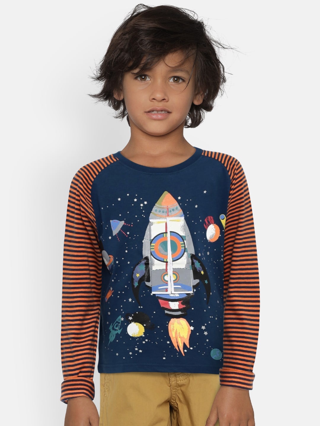 

MONSOON CHILDREN Boys Navy Blue Printed Round Neck T-shirt