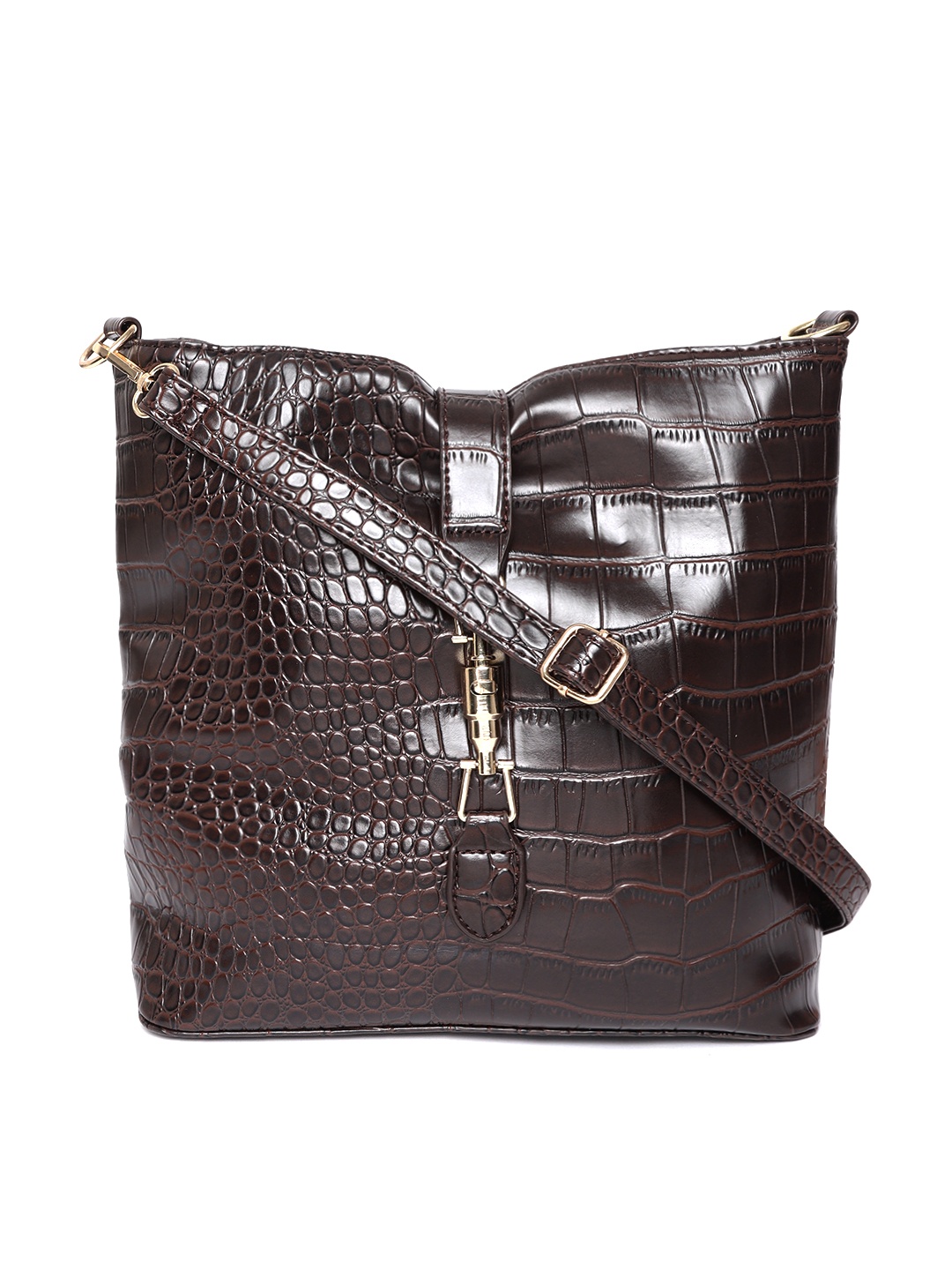 

Lino Perros Coffee Brown Croc Textured Sling Bag