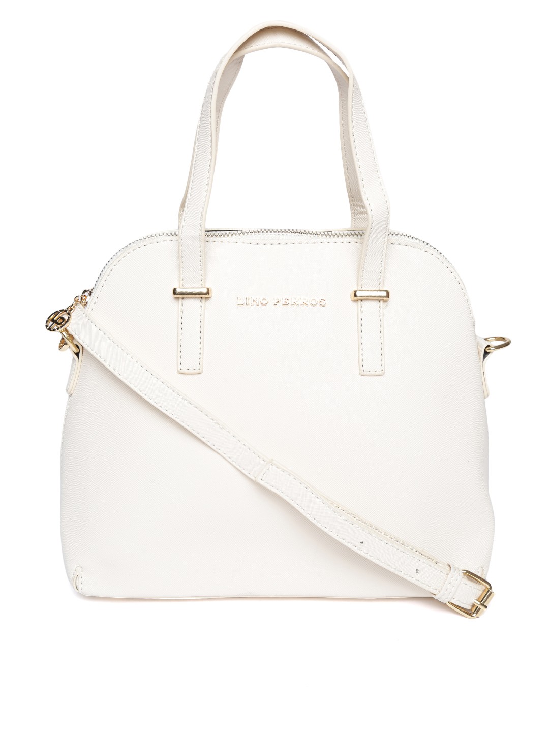

Lino Perros Off-White Solid Handheld Bag with Detachable Sling Strap