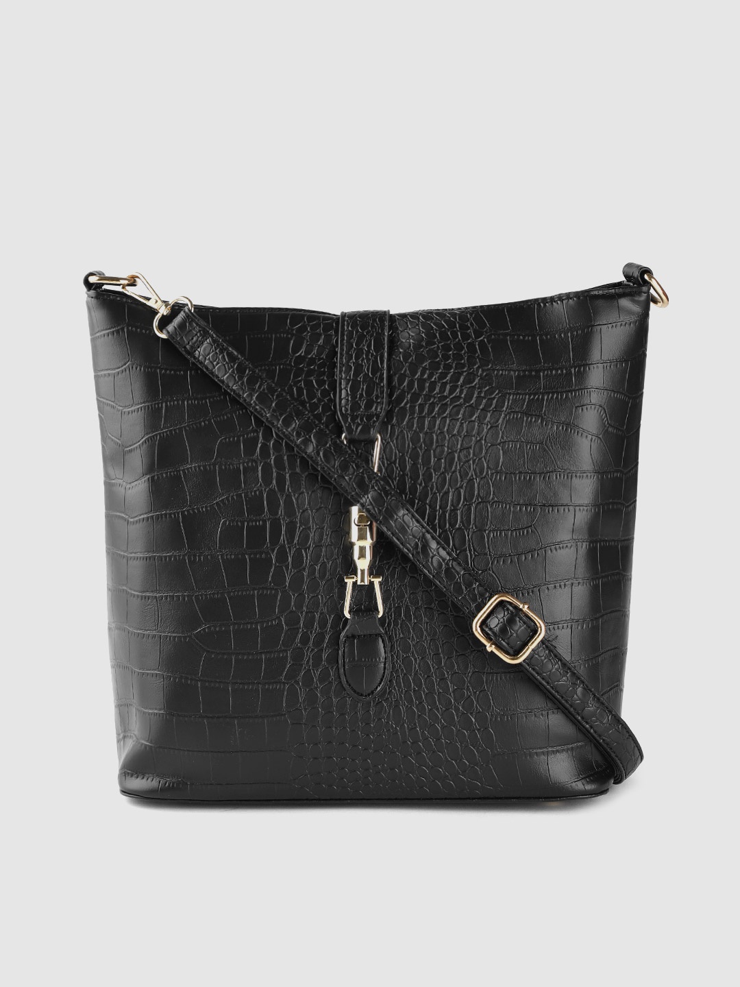 

Lino Perros Black Croc Textured Sling Bag