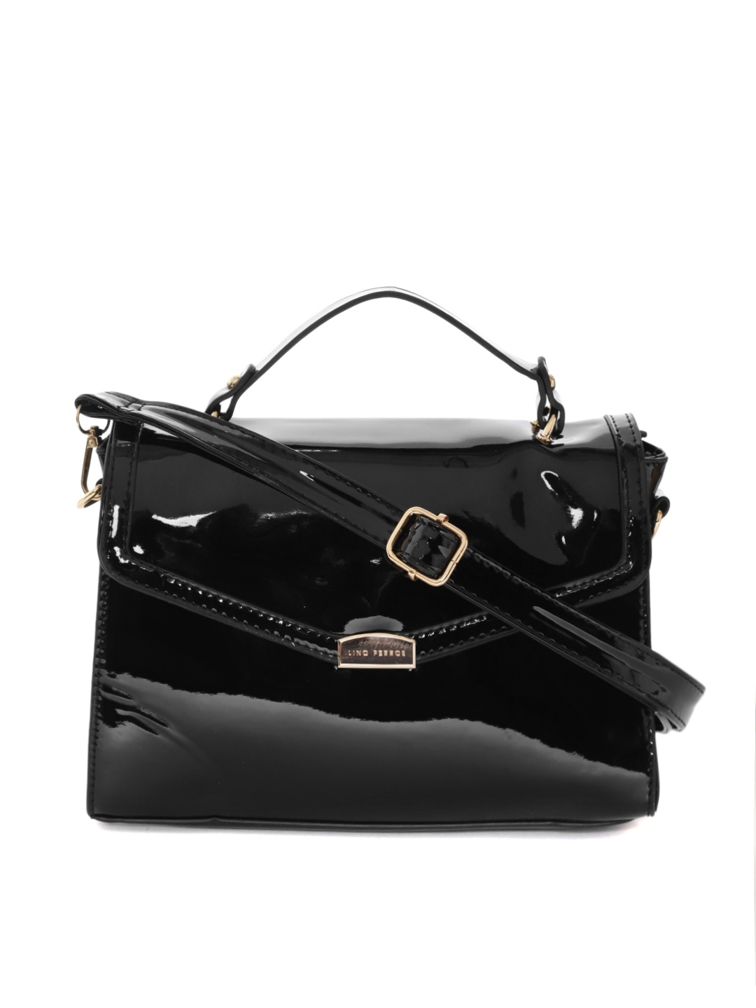 

Lino Perros Black Solid Satchel Bag