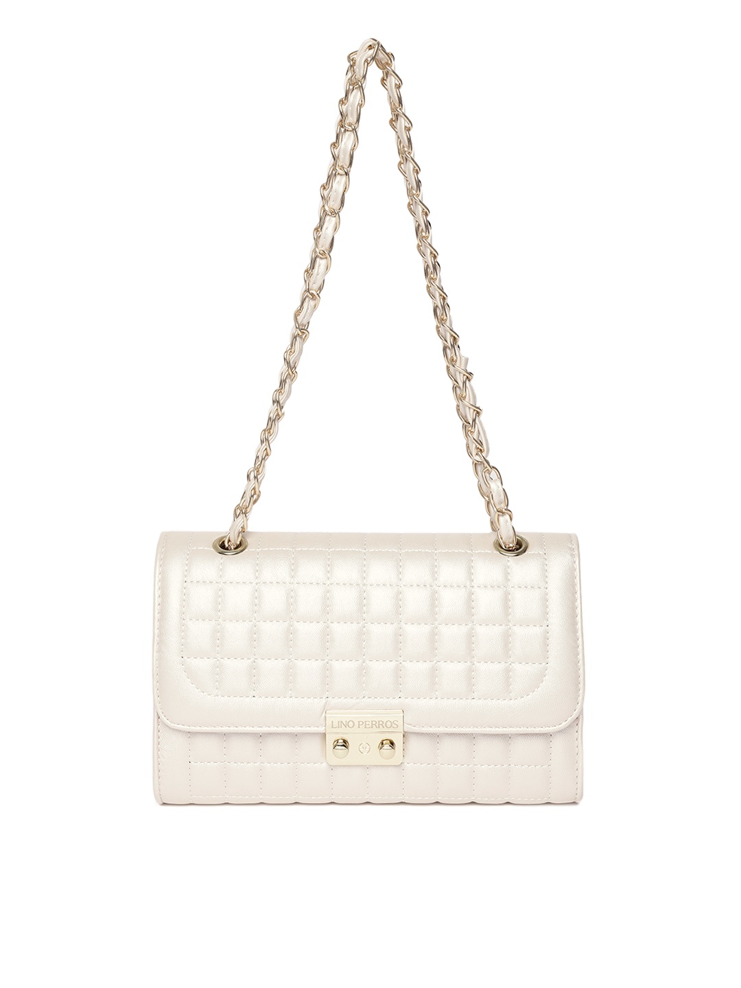 

Lino Perros Off-White Solid Quilted Shoulder Bag