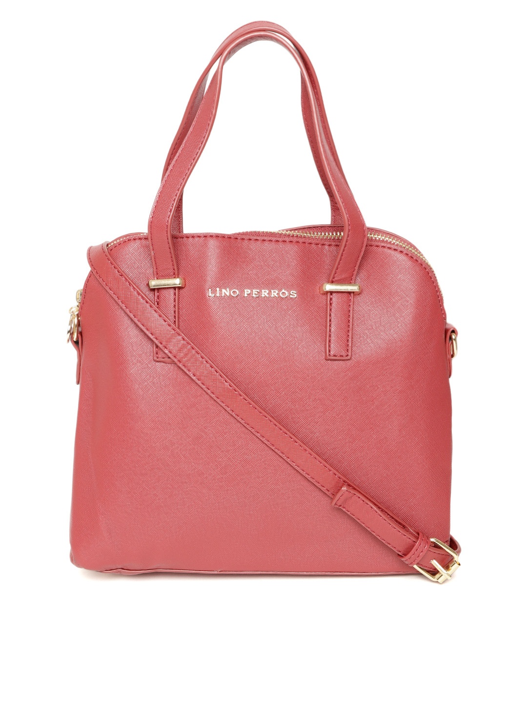 

Lino Perros Red Solid Handheld Bag with Detachable Sling Strap