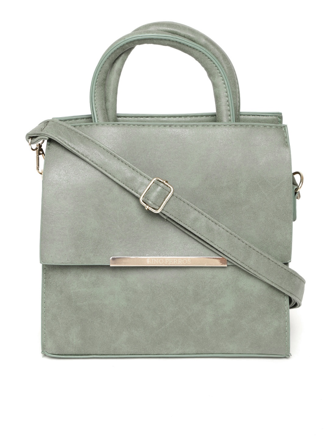 

Lino Perros Green Solid Handheld Bag with Detachable Sling Strap