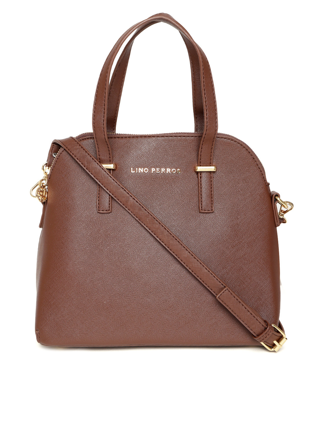 

Lino Perros Brown Solid Handheld Bag