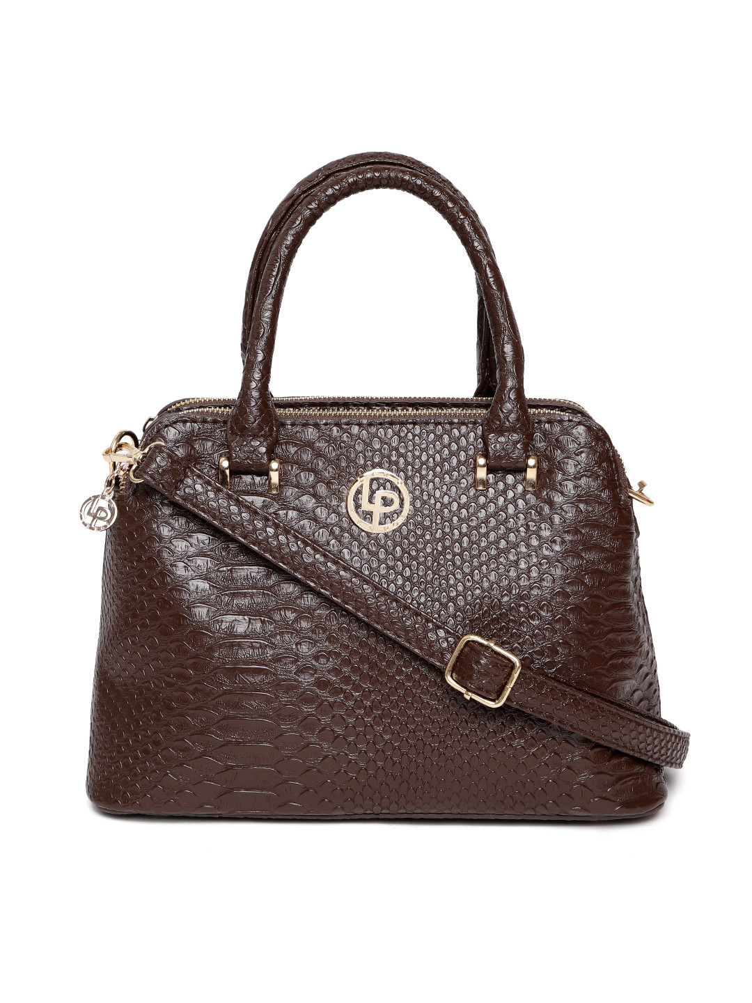 

Lino Perros Coffee Brown Snakeskin Texture Handheld Bag
