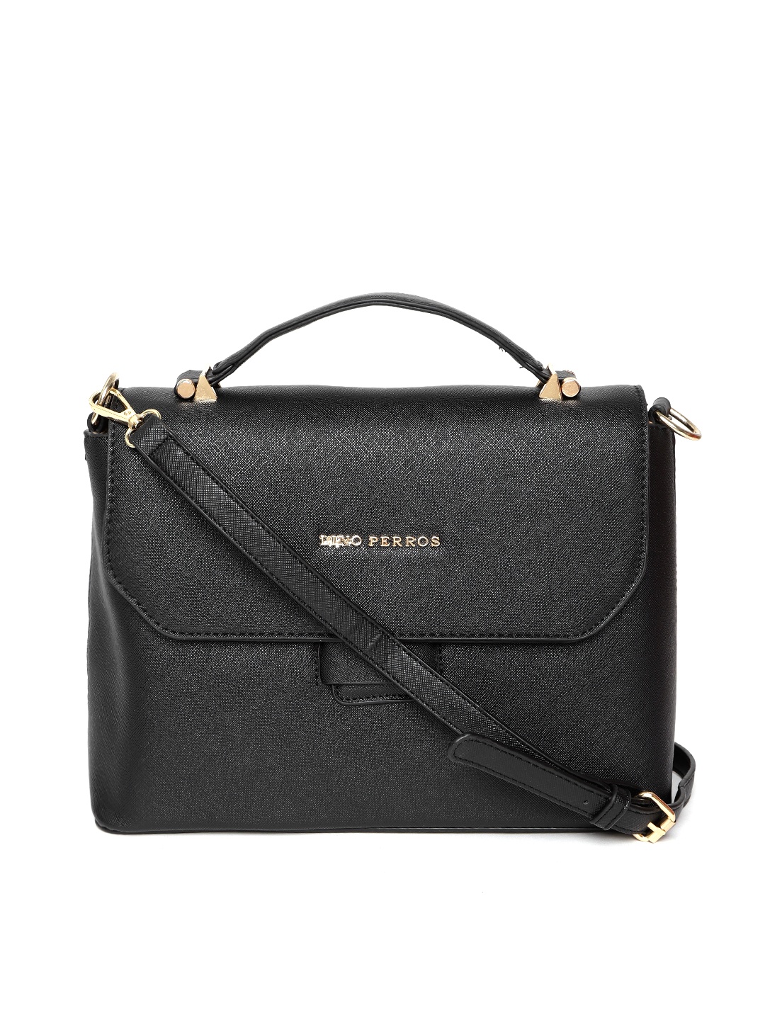 

Lino Perros Black Solid Satchel