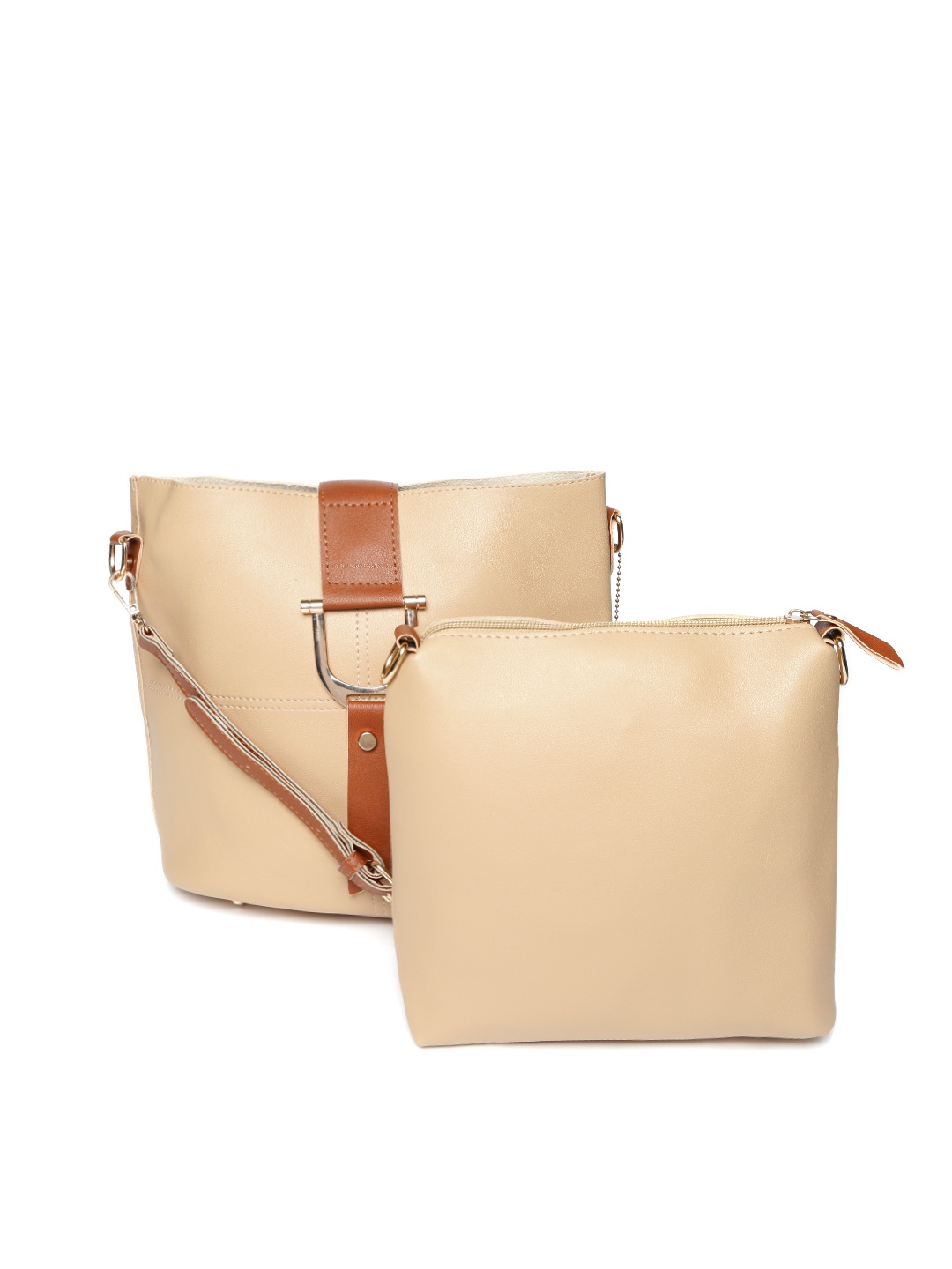 

Lino Perros Beige Solid Sling Bag with Pouch