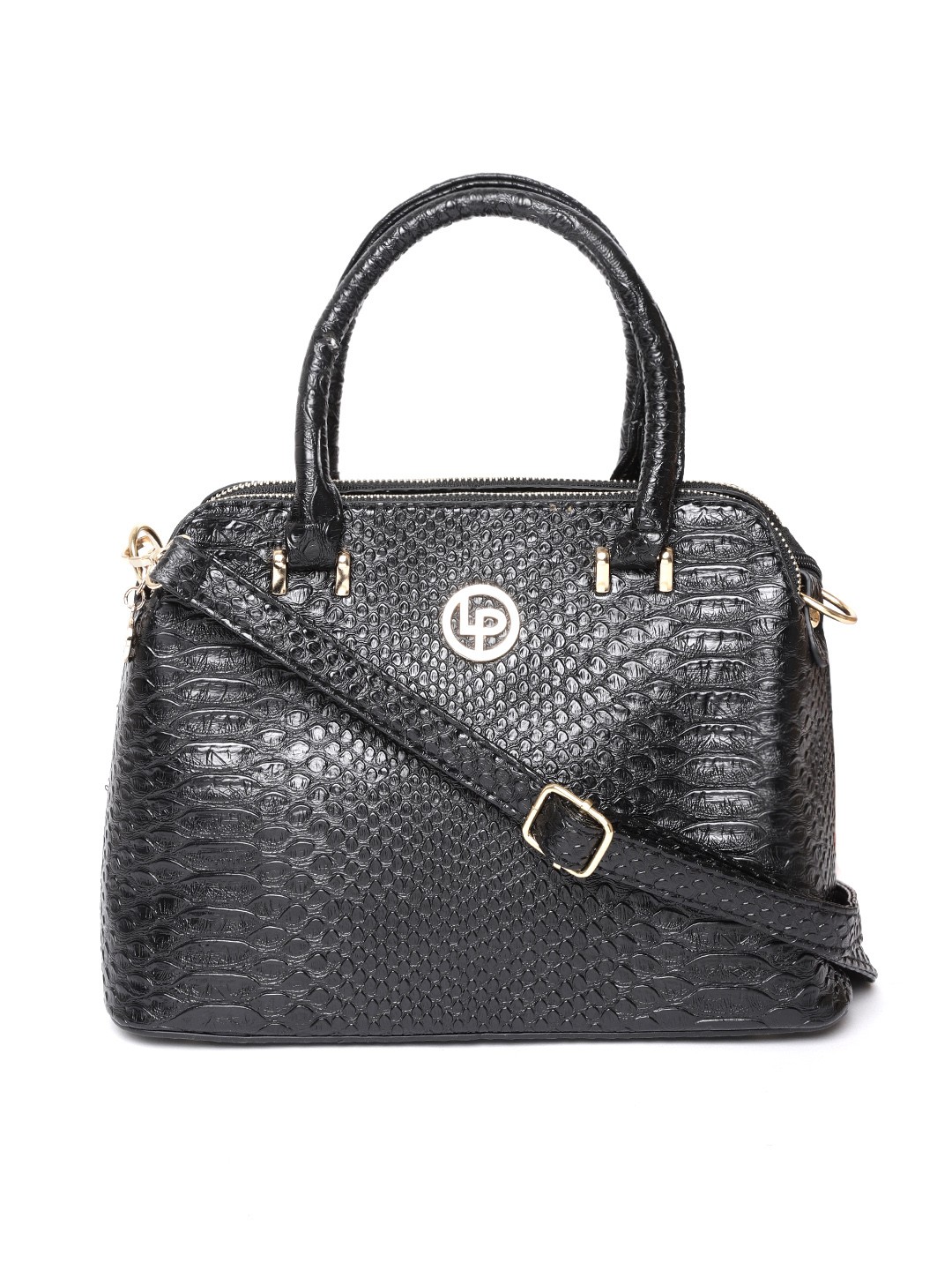 

Lino Perros Black Croc Texture Handheld Bag