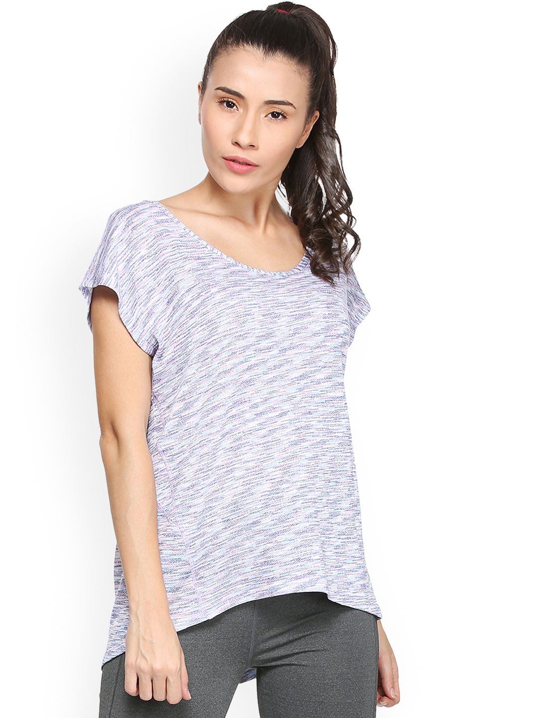 

People Women Grey & Blue Printed Top