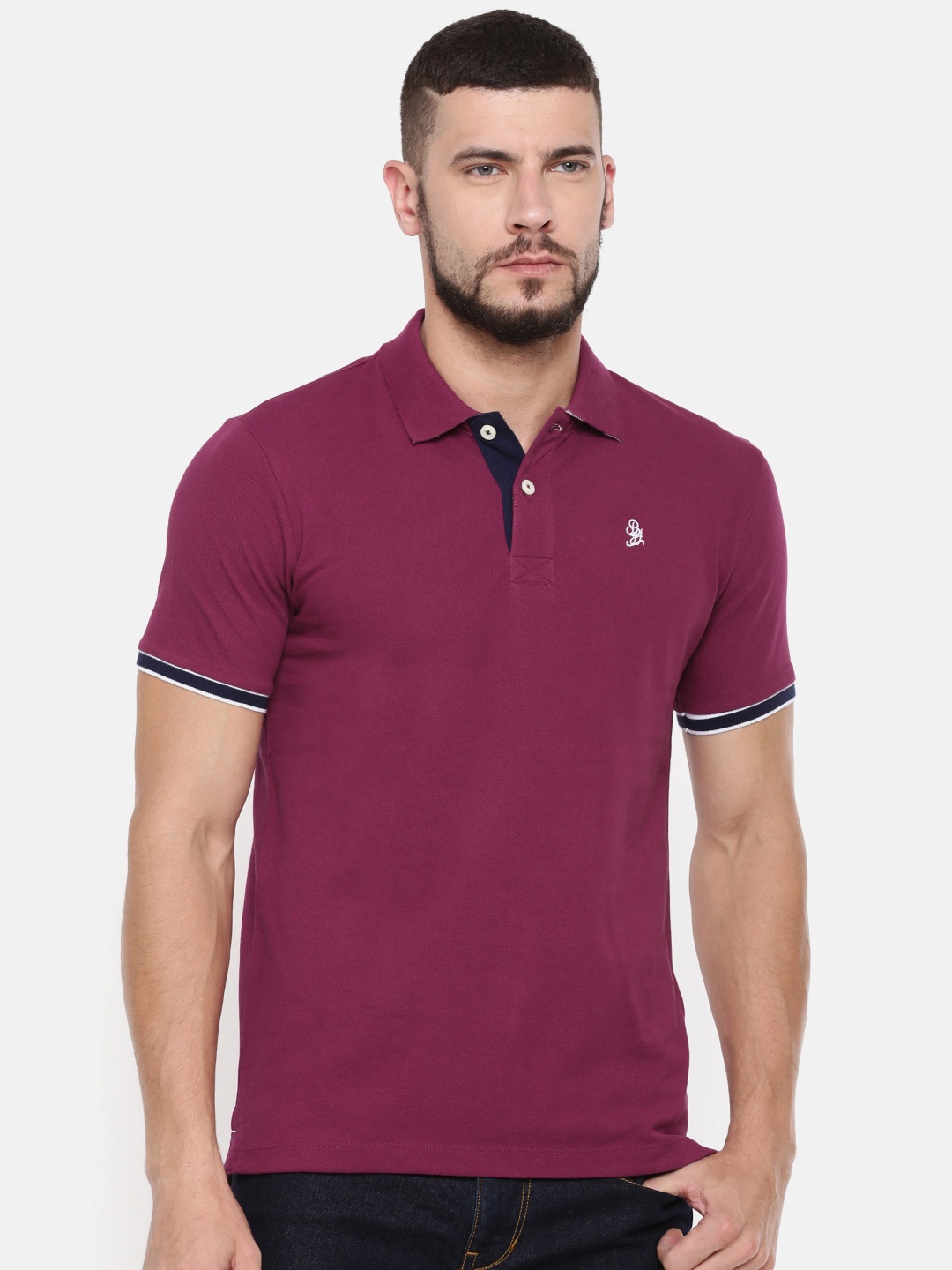 

Being Human Clothing Purple Solid Polo Pure Cotton T-shirt