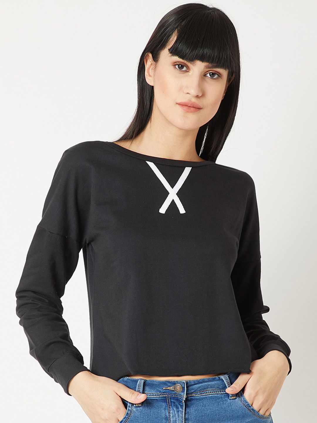 

Miss Chase Women Black Solid Sweatshirt