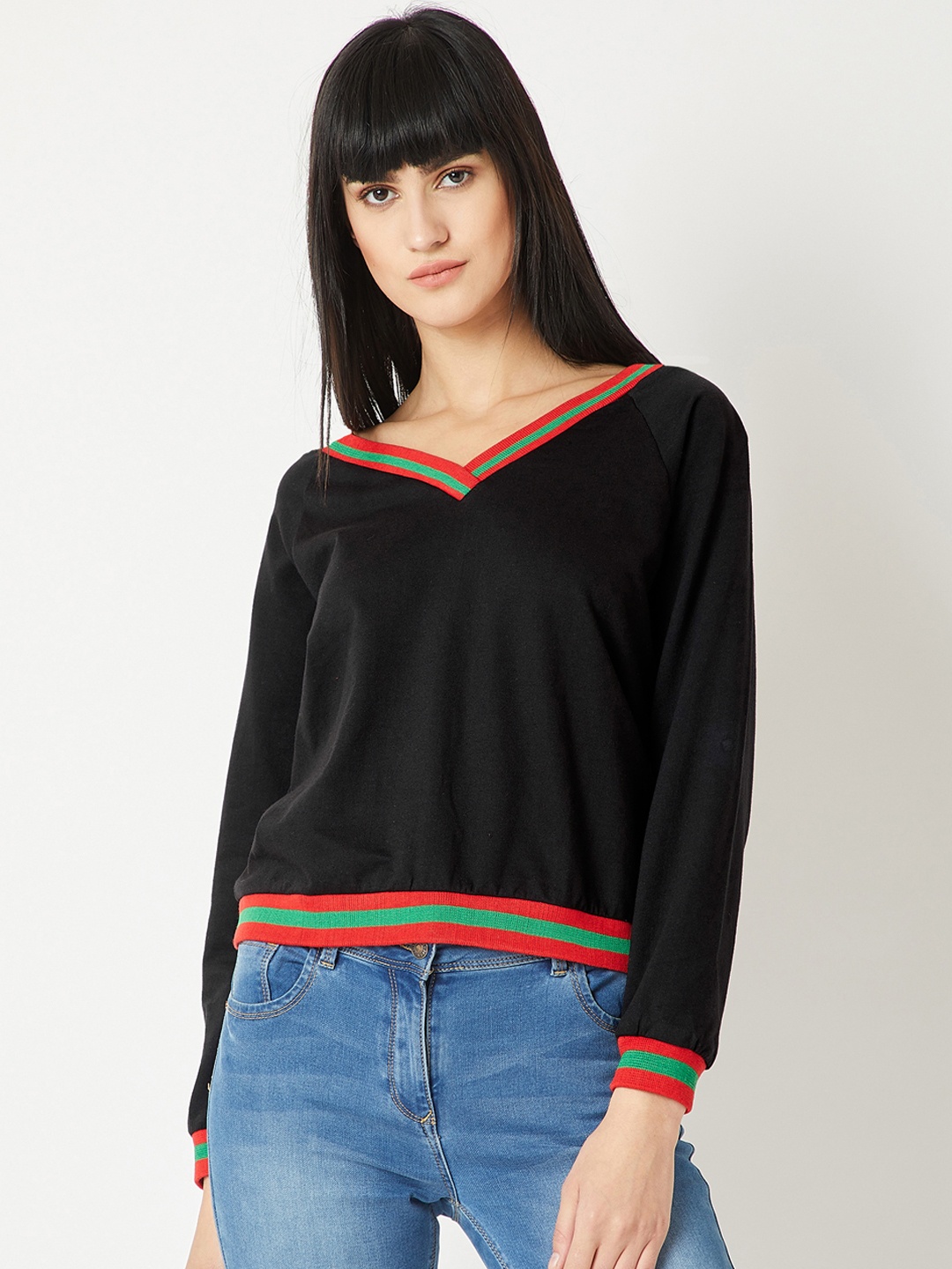 

Miss Chase Women Black Solid Sweatshirt