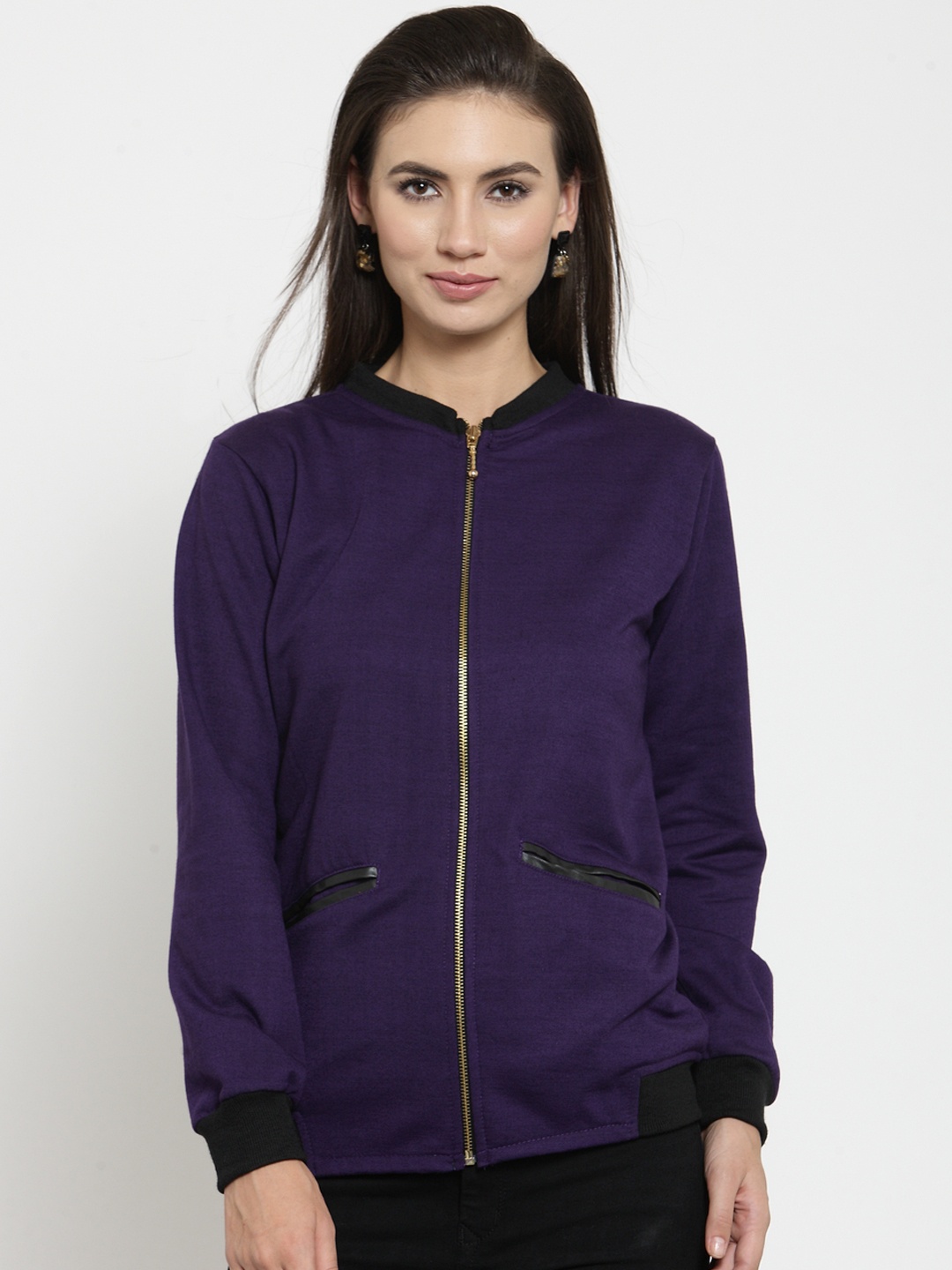 

Belle Fille Women Purple Solid Bomber Jacket