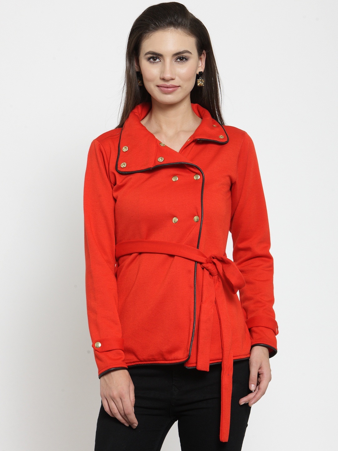 

Belle Fille Women Red Solid Tailored Jacket