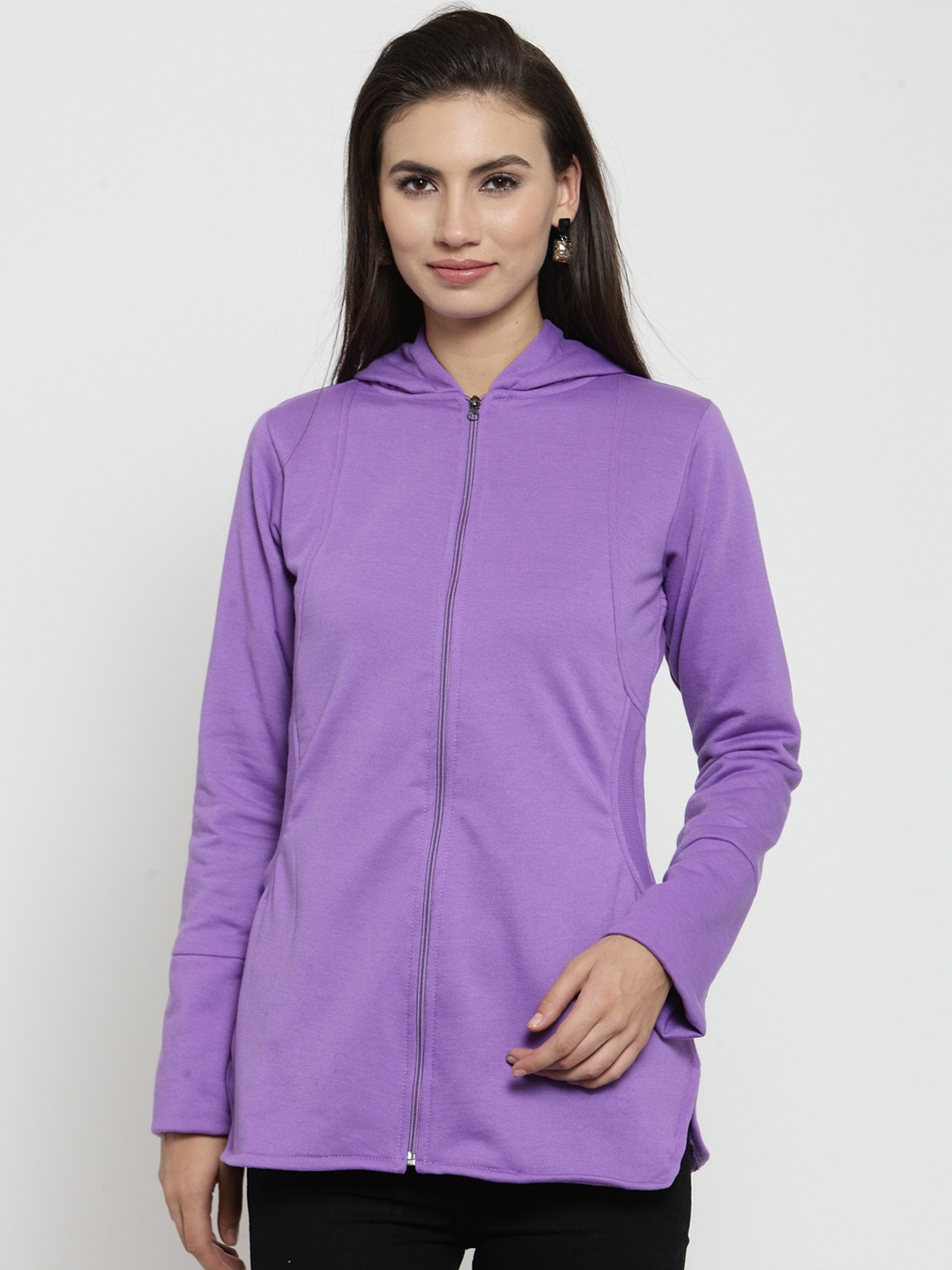 

Belle Fille Women Lavender Solid Open Front Jacket