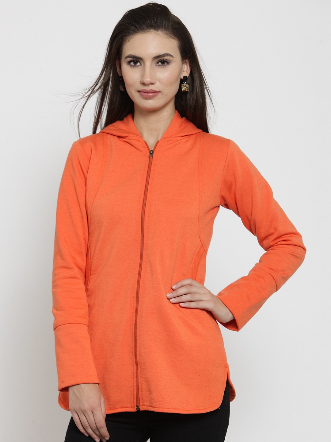 

Belle Fille Women Orange Solid Tailored Jacket