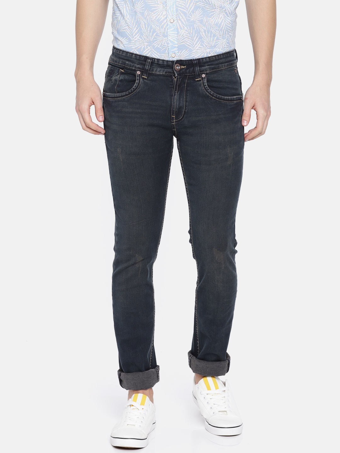 

Oxemberg Men Blue Hudson Slim Fit Mid-Rise Clean Look Stretchable Jeans