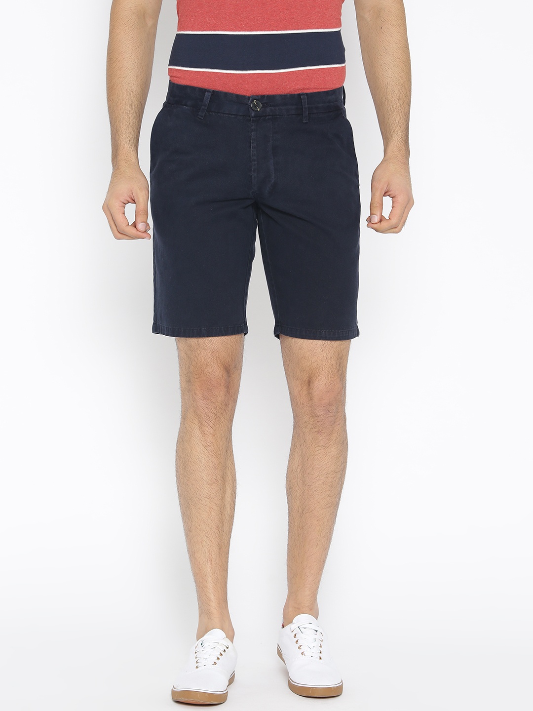 

Oxemberg Men Navy Blue Solid Slim Fit Chino Shorts