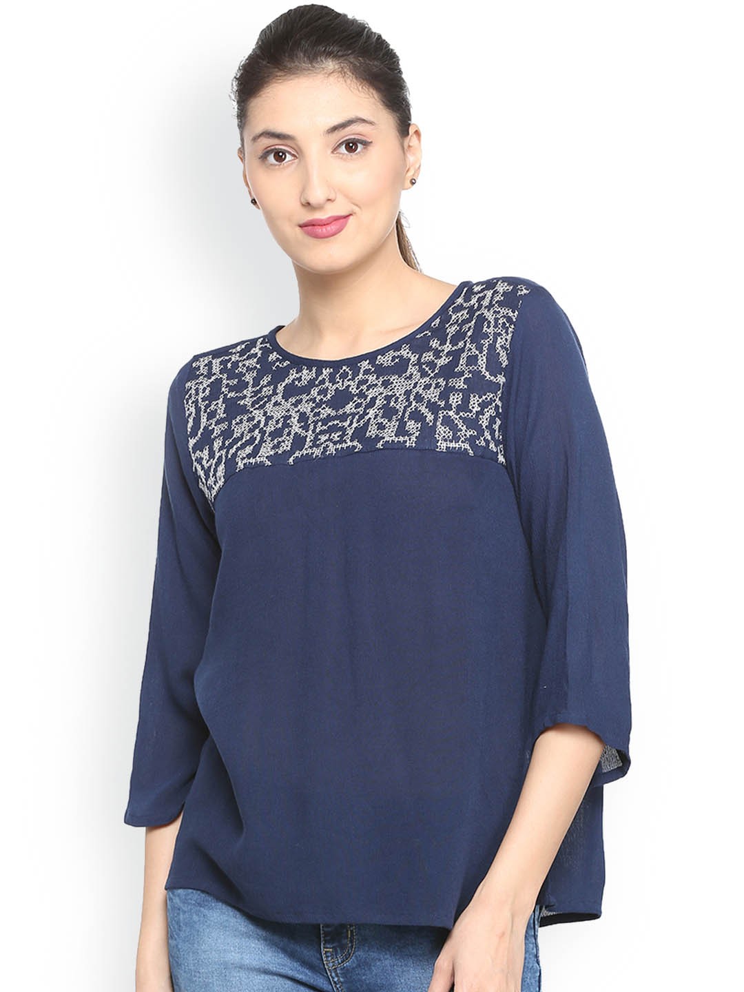 

People Women Blue Solid Top