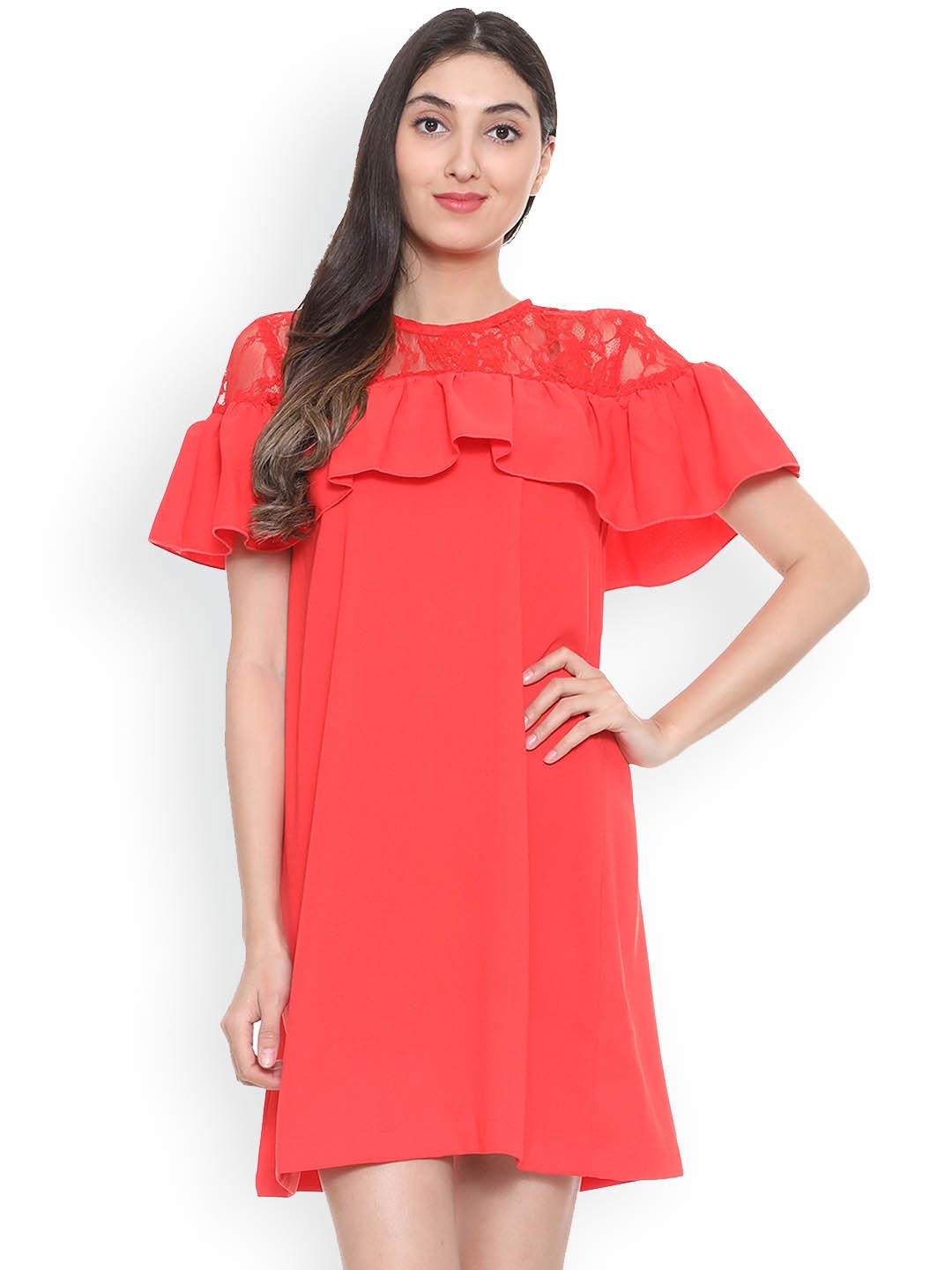 

People Women Red Solid A-Line Dress