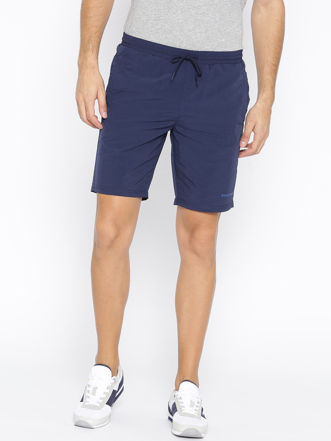 

United Colors of Benetton Men Navy Blue Solid Shorts