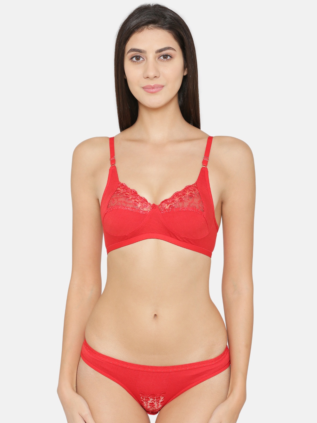 

ABELINO Women Red Self Design Lingerie Set SETPARIRED01