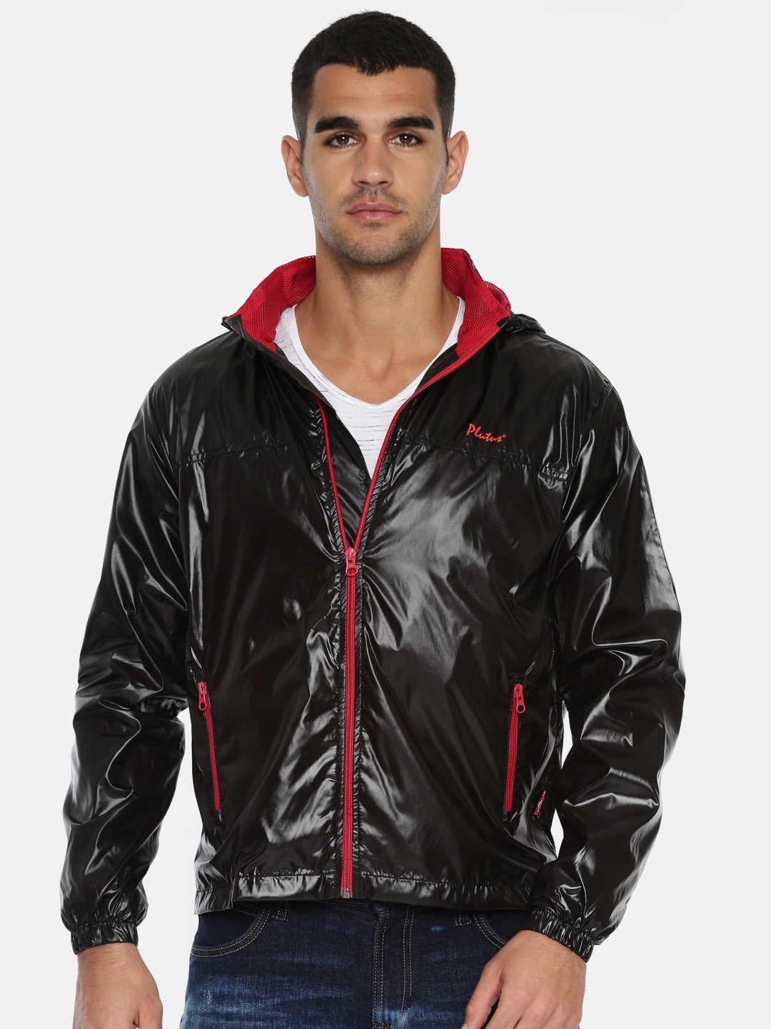 

Plutus Men Black Solid Sporty Jacket