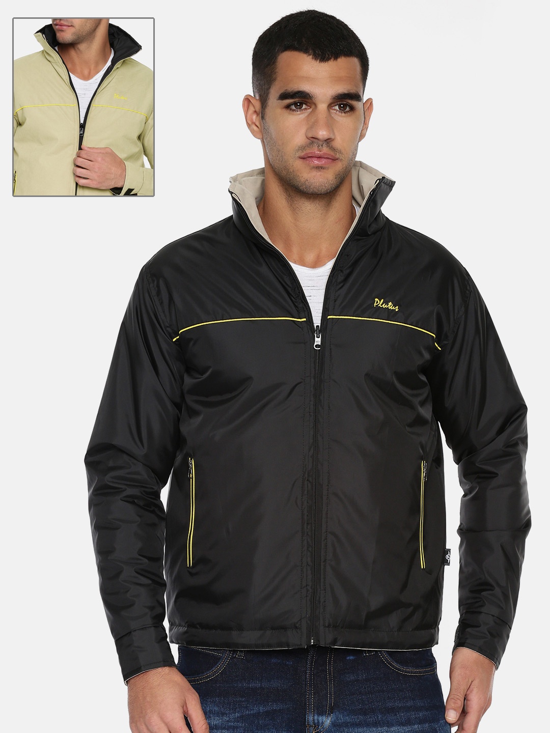 

Plutus Men Black Solid Reversible Puffer Jacket