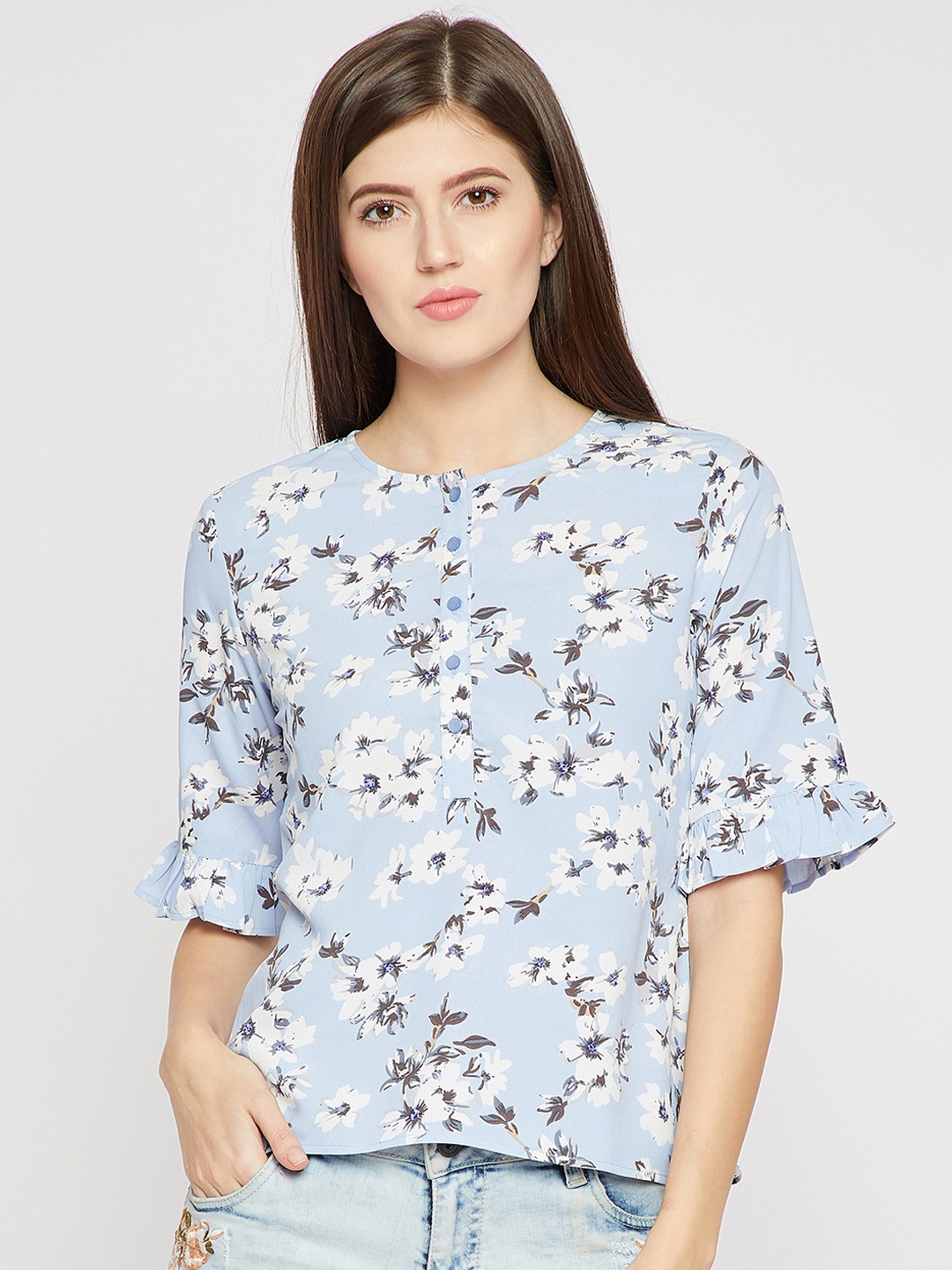 

Marie Claire Women Blue Printed Top