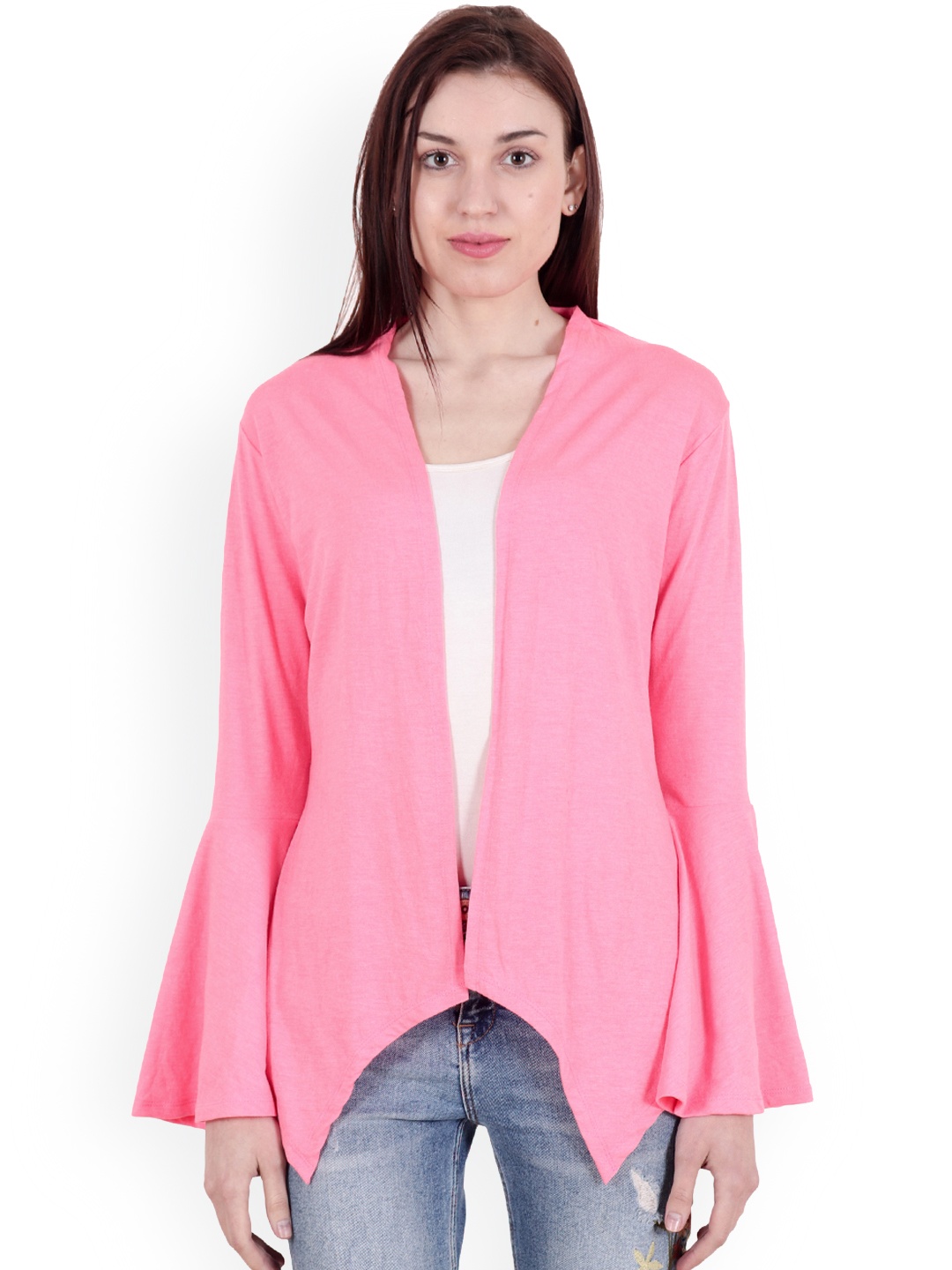 

SCORPIUS Pink Solid Open Front Shrug