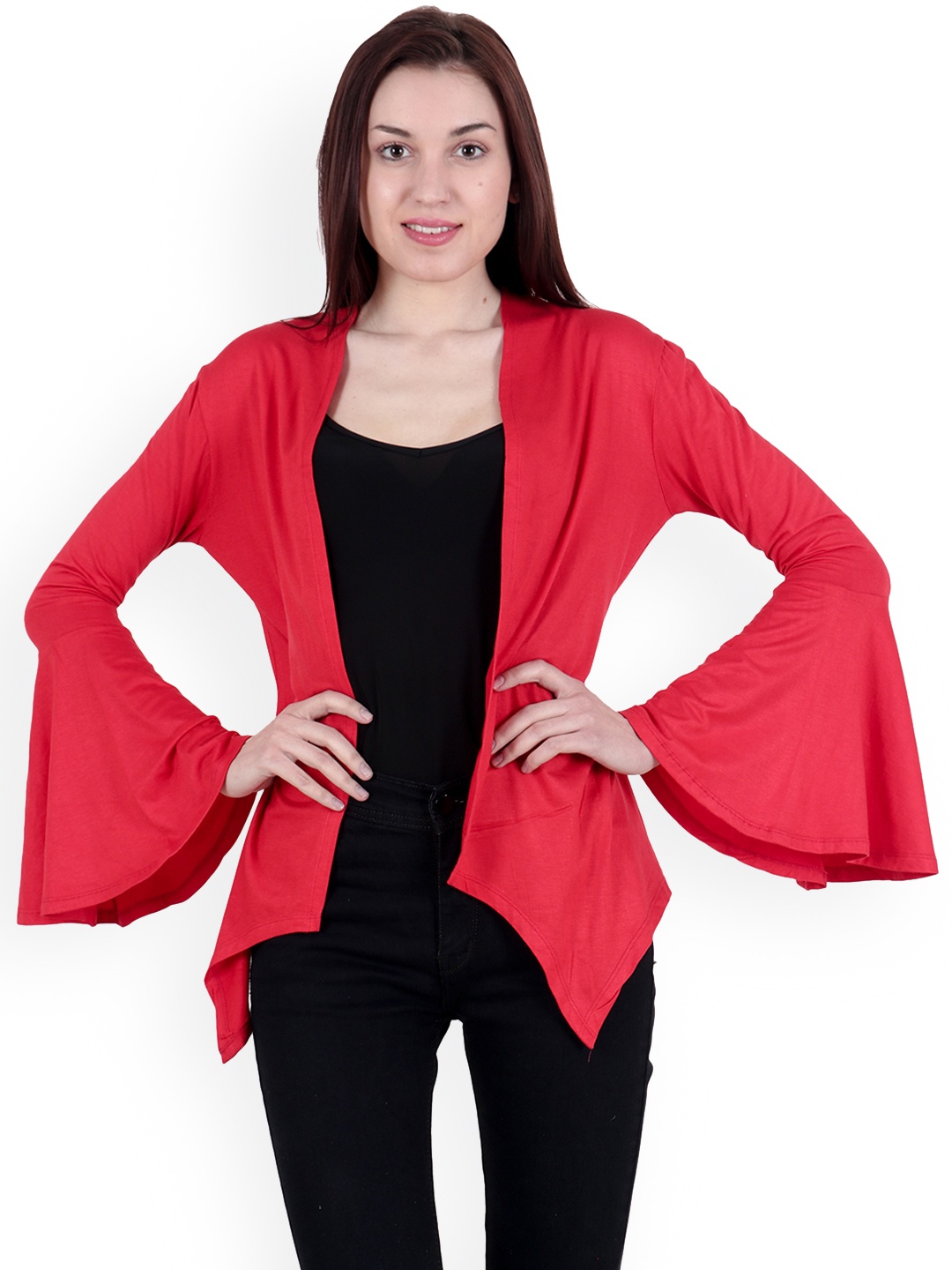 

SCORPIUS Red Solid Open Front Shrug