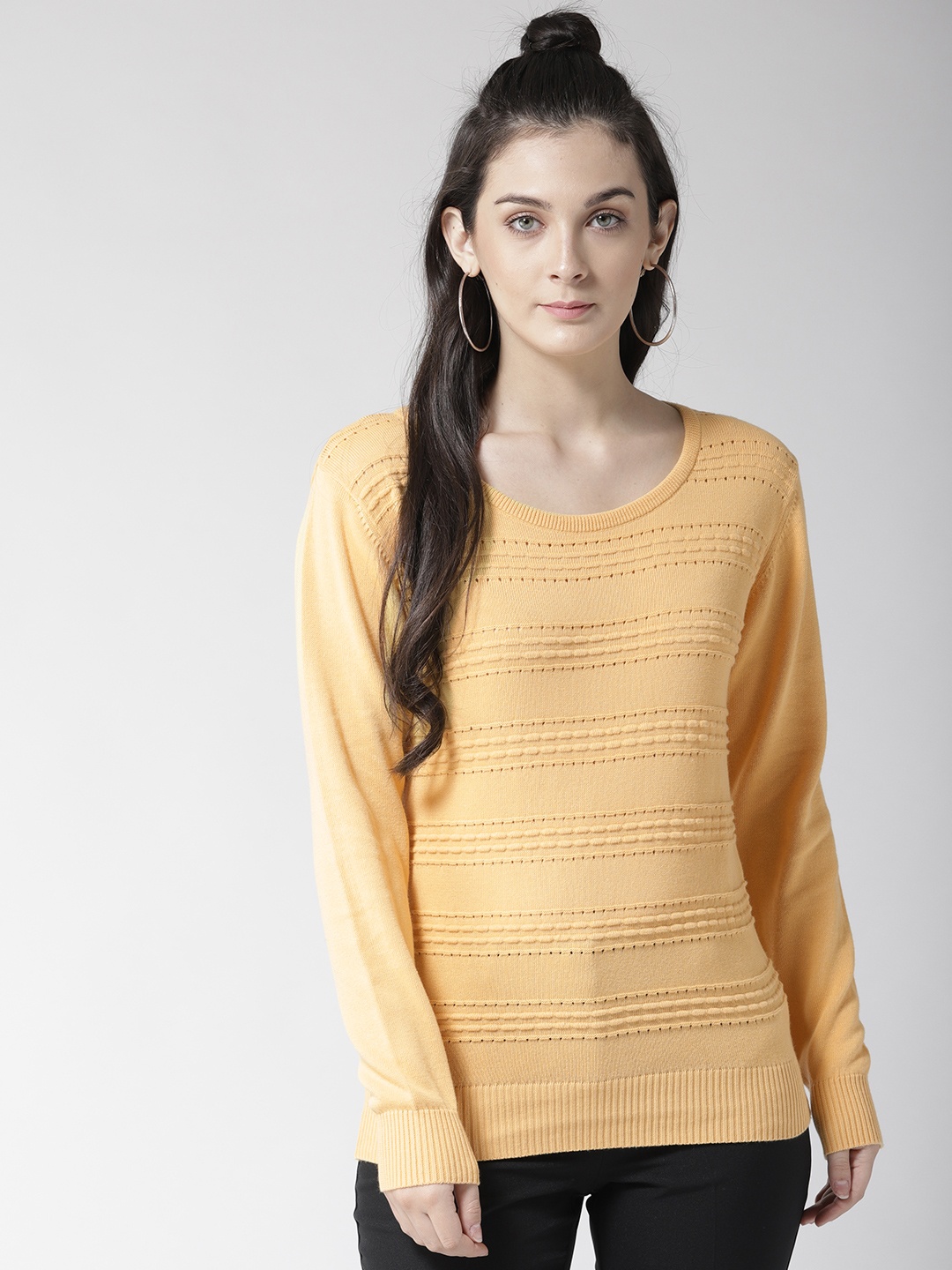 

Species Women Yellow Self-Striped Pullover