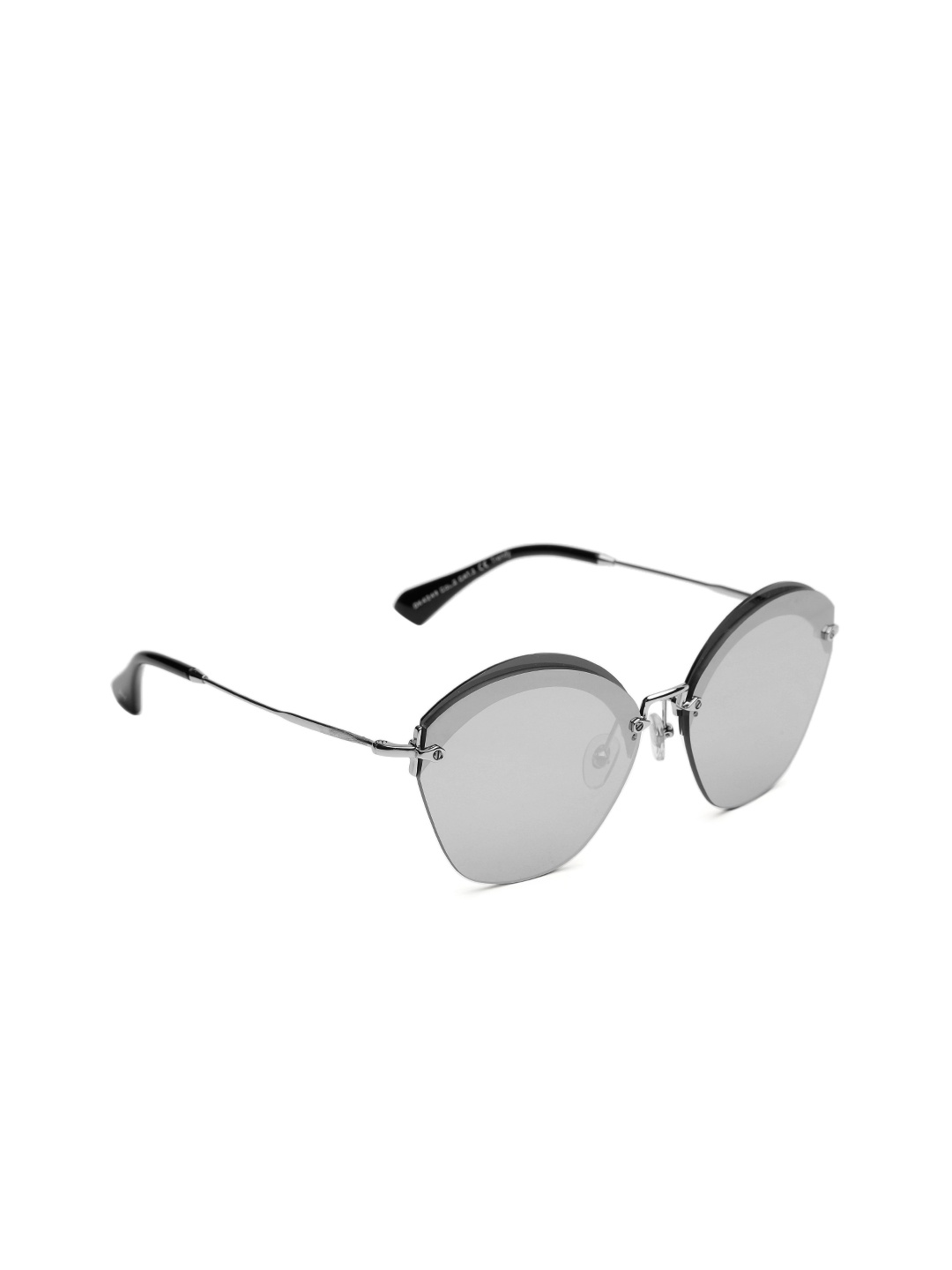 

Daniel Klein Women Mirrored Polarised Rimless Butterfly Sunglasses 4249-C2, Grey