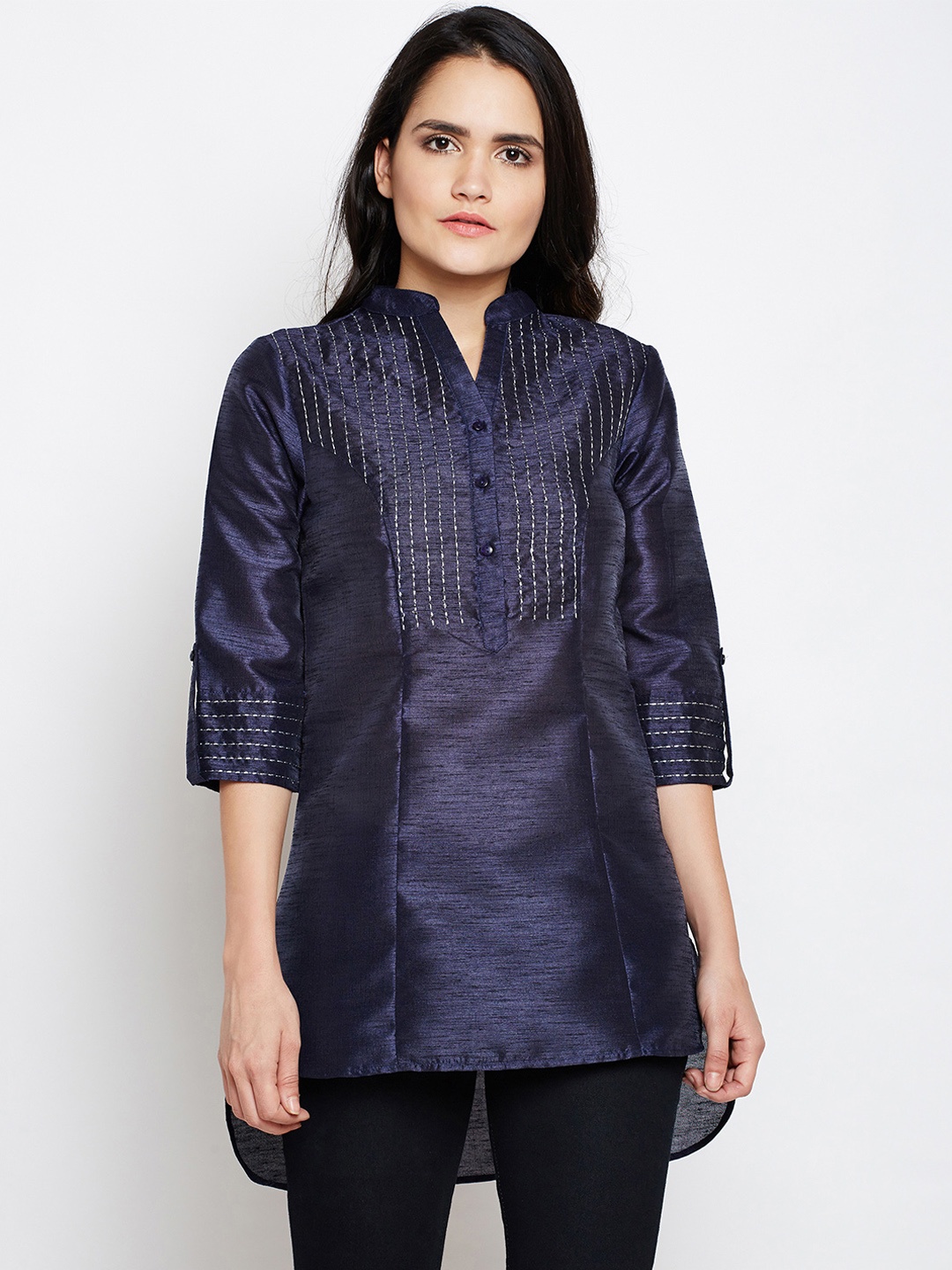 

Oxolloxo Navy Blue Solid Tunic