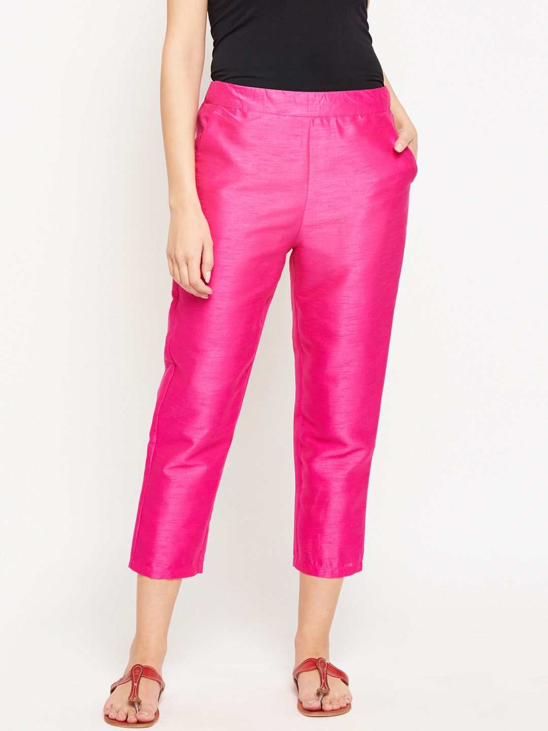 

Oxolloxo Women Pink Solid Regular Trousers